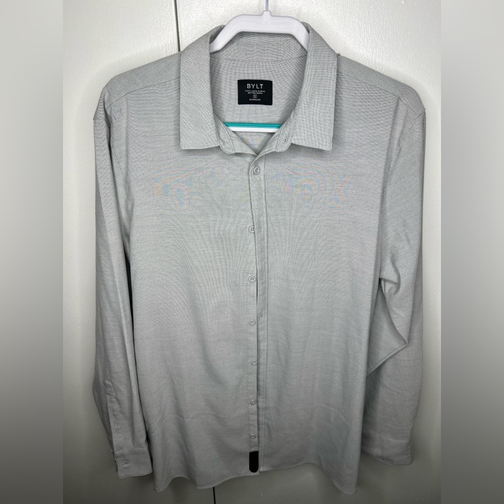 BYLT Vista Long Sleeve Button Down – Men’s XL – Light Gray